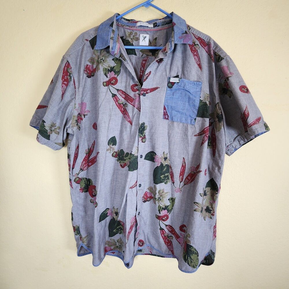Marc Eckō Cut & Sew Men XXL all‎ over chilis print vacation festival  LS Shirt